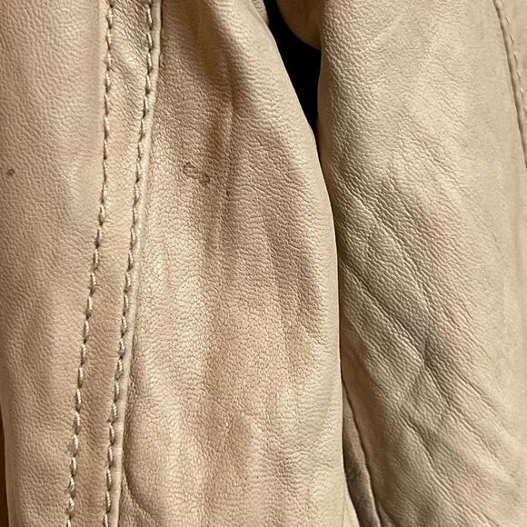 Theory Lavella Lambskin Leather Sand Beige Crop Jacket Sz Womens 4 - Picture 6 of 12